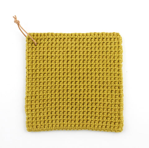 Kettle Holder Mustard Yellow, Hand Crocheted